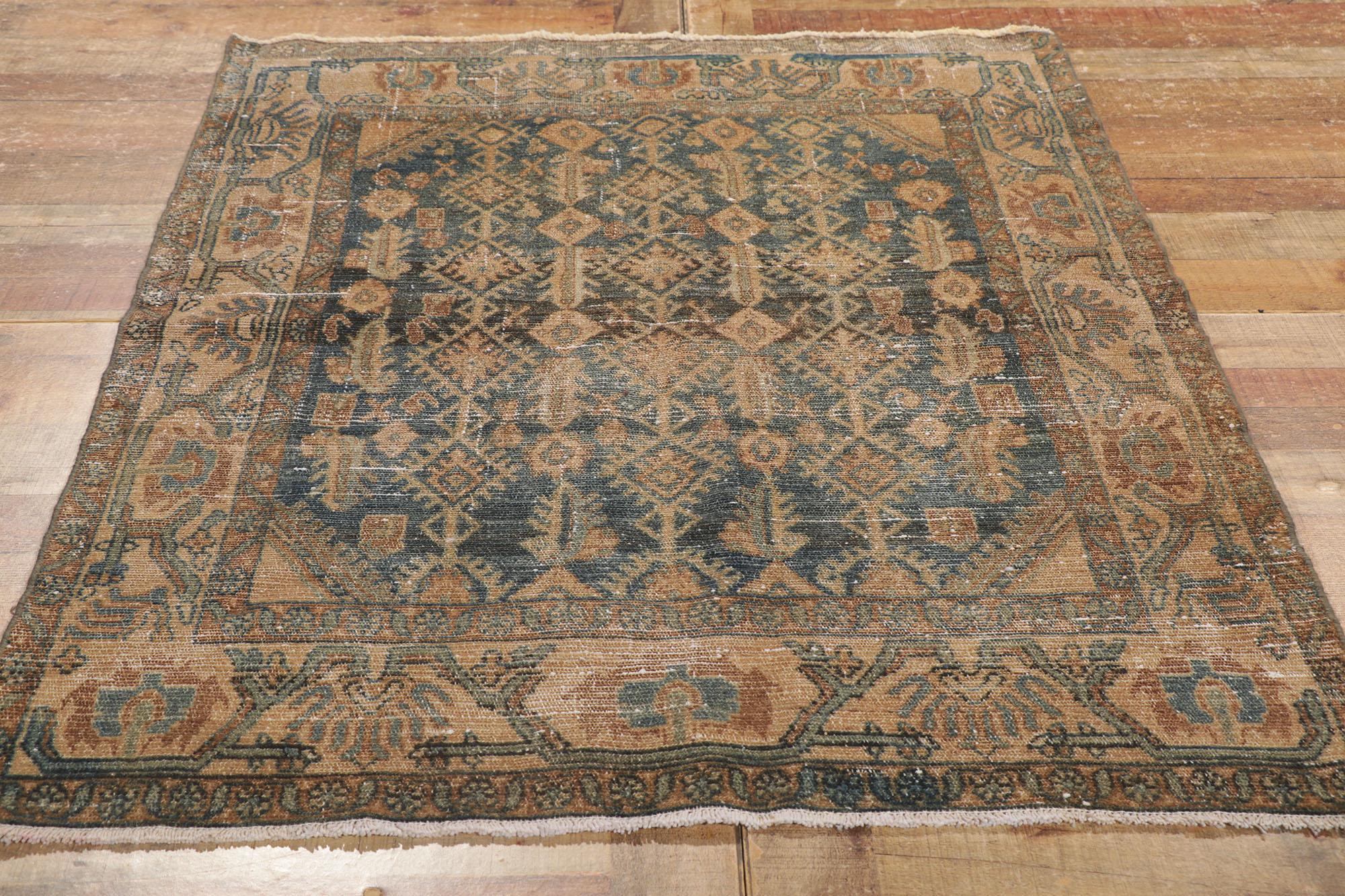 Distressed Antique Persian Malayer Rug For Sale 1