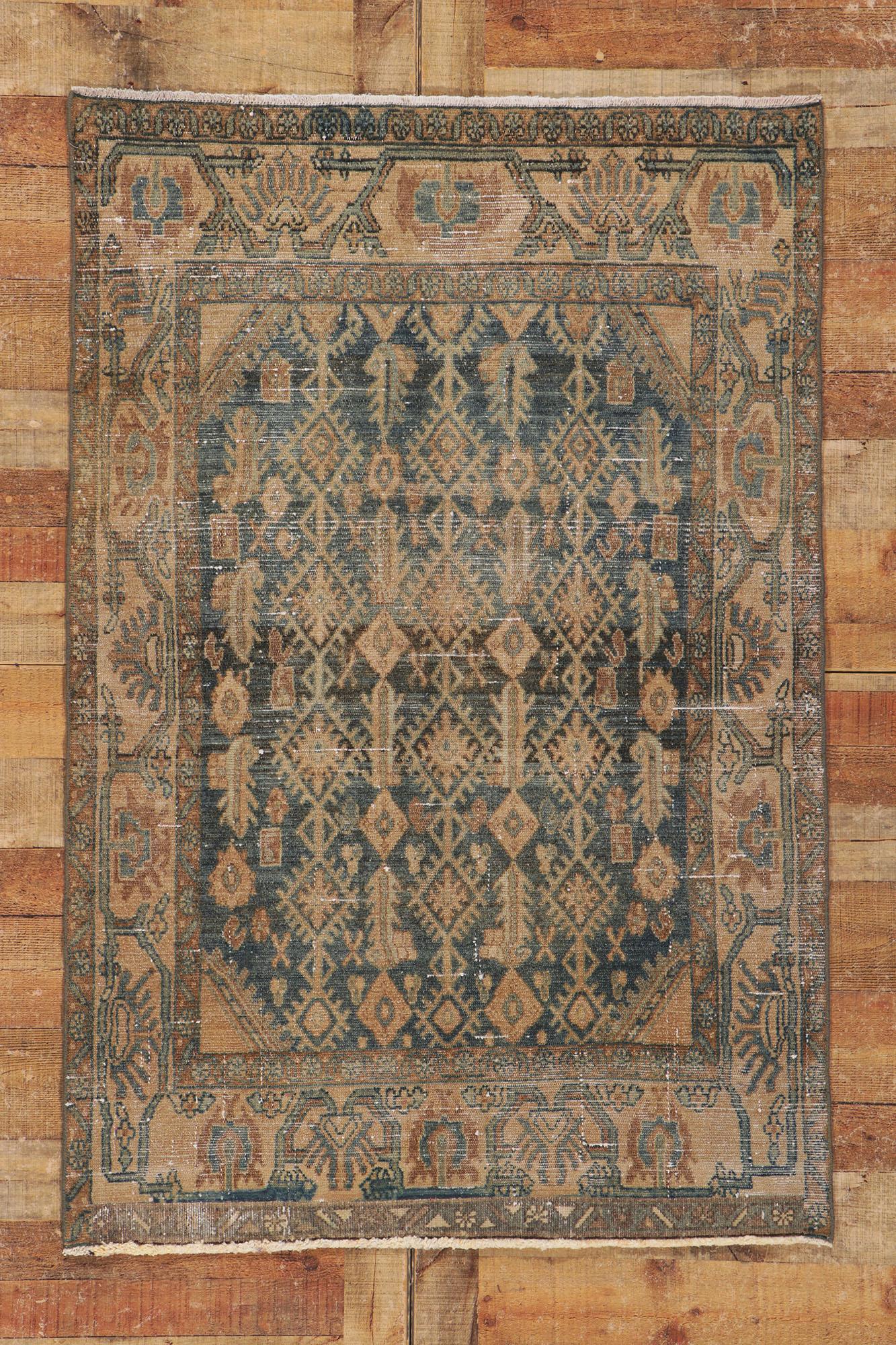 Distressed Antique Persian Malayer Rug For Sale 2