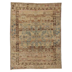 Tapis persan Malayer ancien vieilli en mauvais état