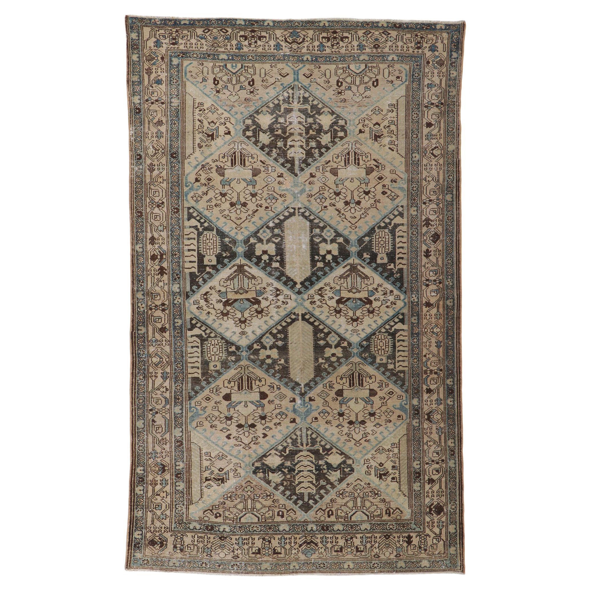 Distressed Antique Persian Malayer Rug For Sale