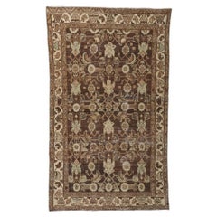 Antique-Worn Persian Malayer Rug, Midcentury Modern Meets Weathered Finesse