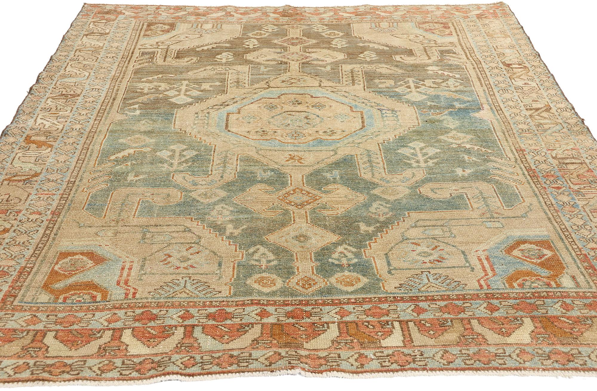 Hand-Knotted Antique Persian Malayer Rug with Protection Scarab Beetle For Sale
