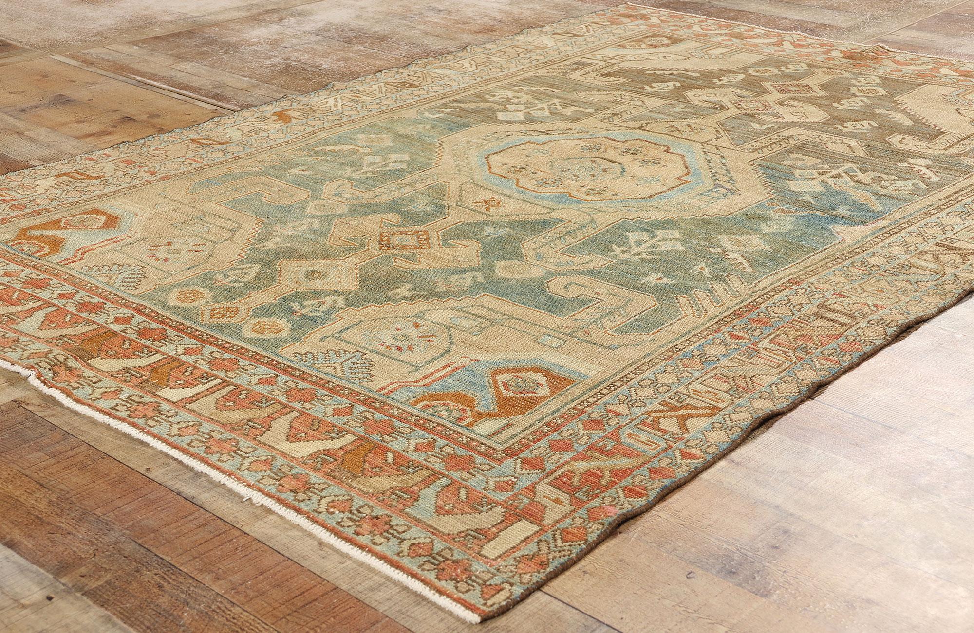 Wool Antique Persian Malayer Rug with Protection Scarab Beetle For Sale