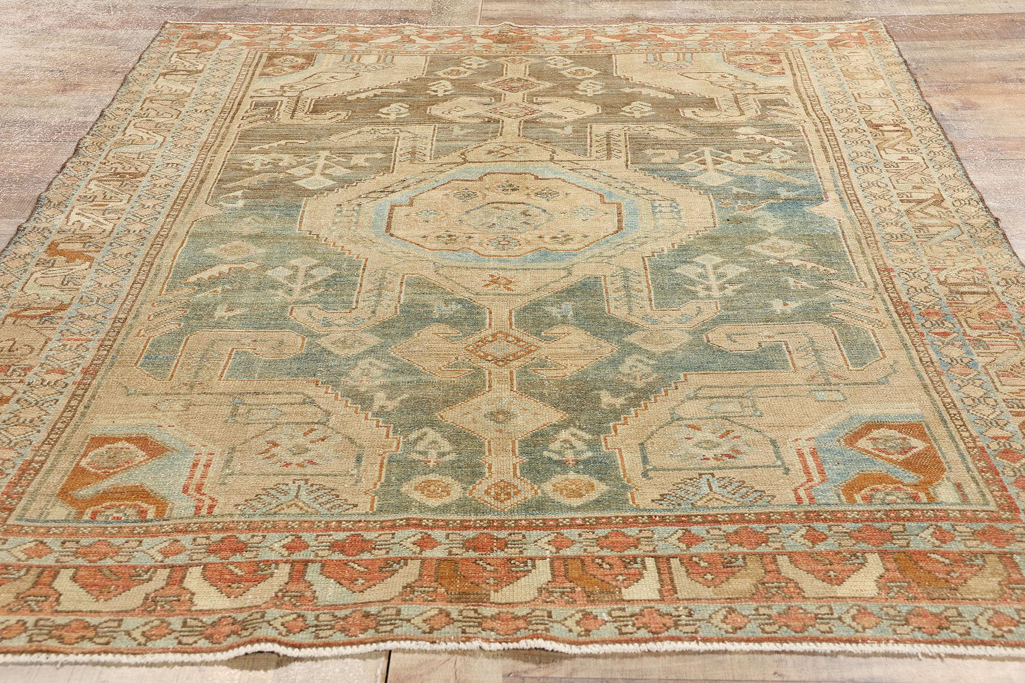 Antique Persian Malayer Rug with Protection Scarab Beetle For Sale 1