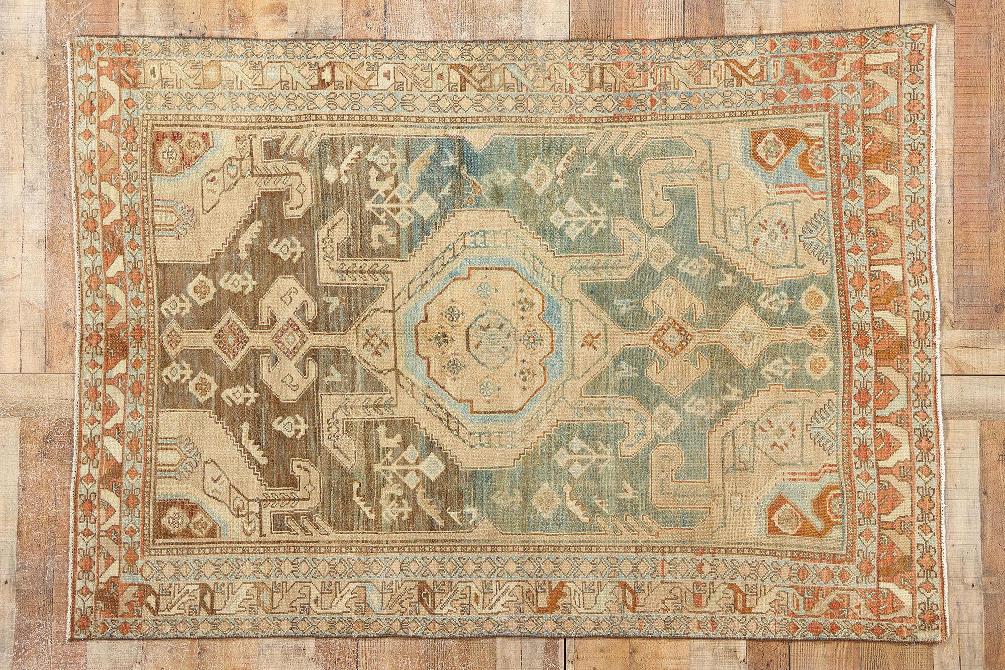 Antique Persian Malayer Rug with Protection Scarab Beetle For Sale 2