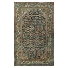 Tapis persan ancien Malayer en mauvais état avec motif Herati