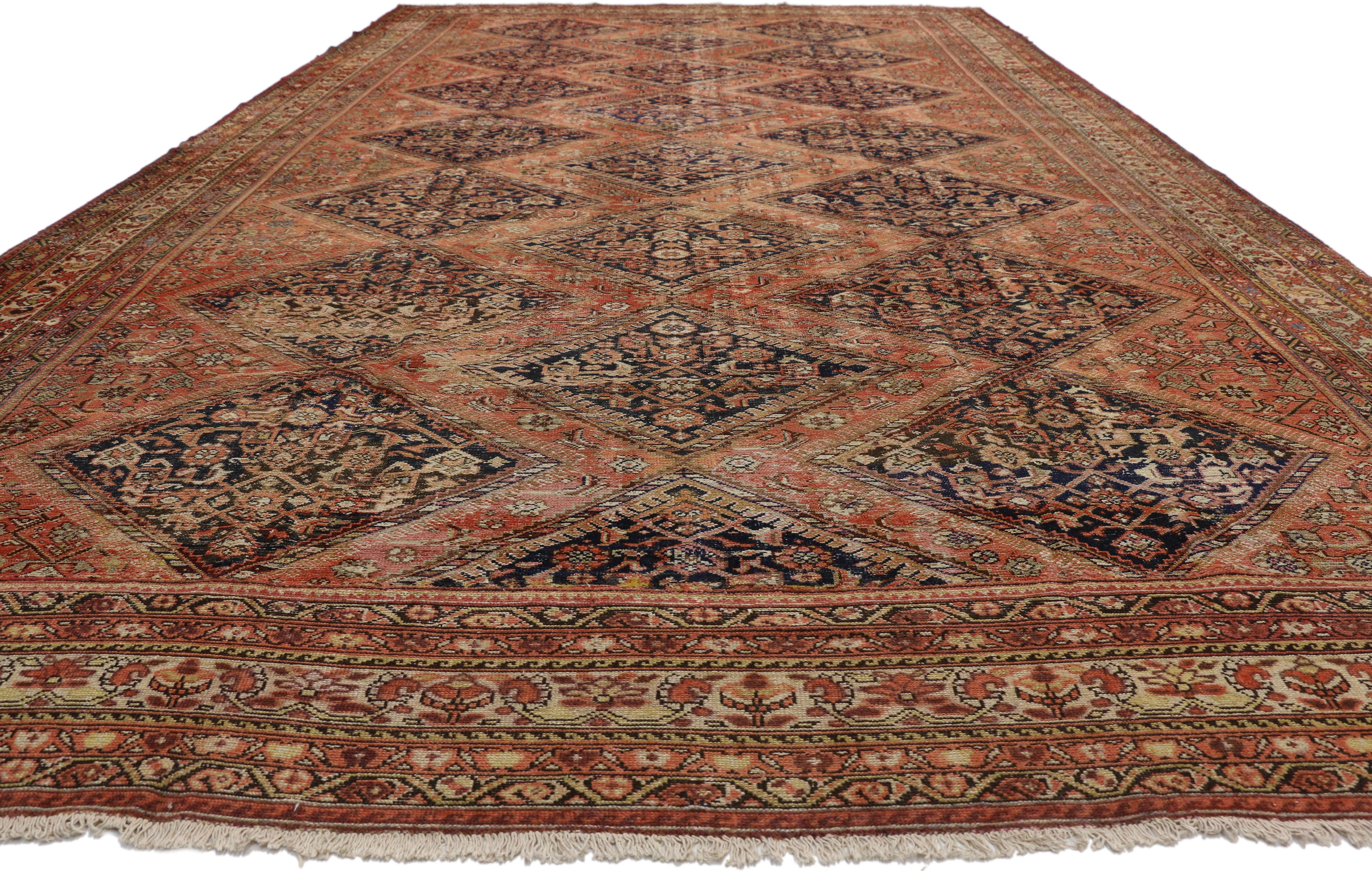 Elizabethan Rustic Antique Persian Malayer Rug For Sale