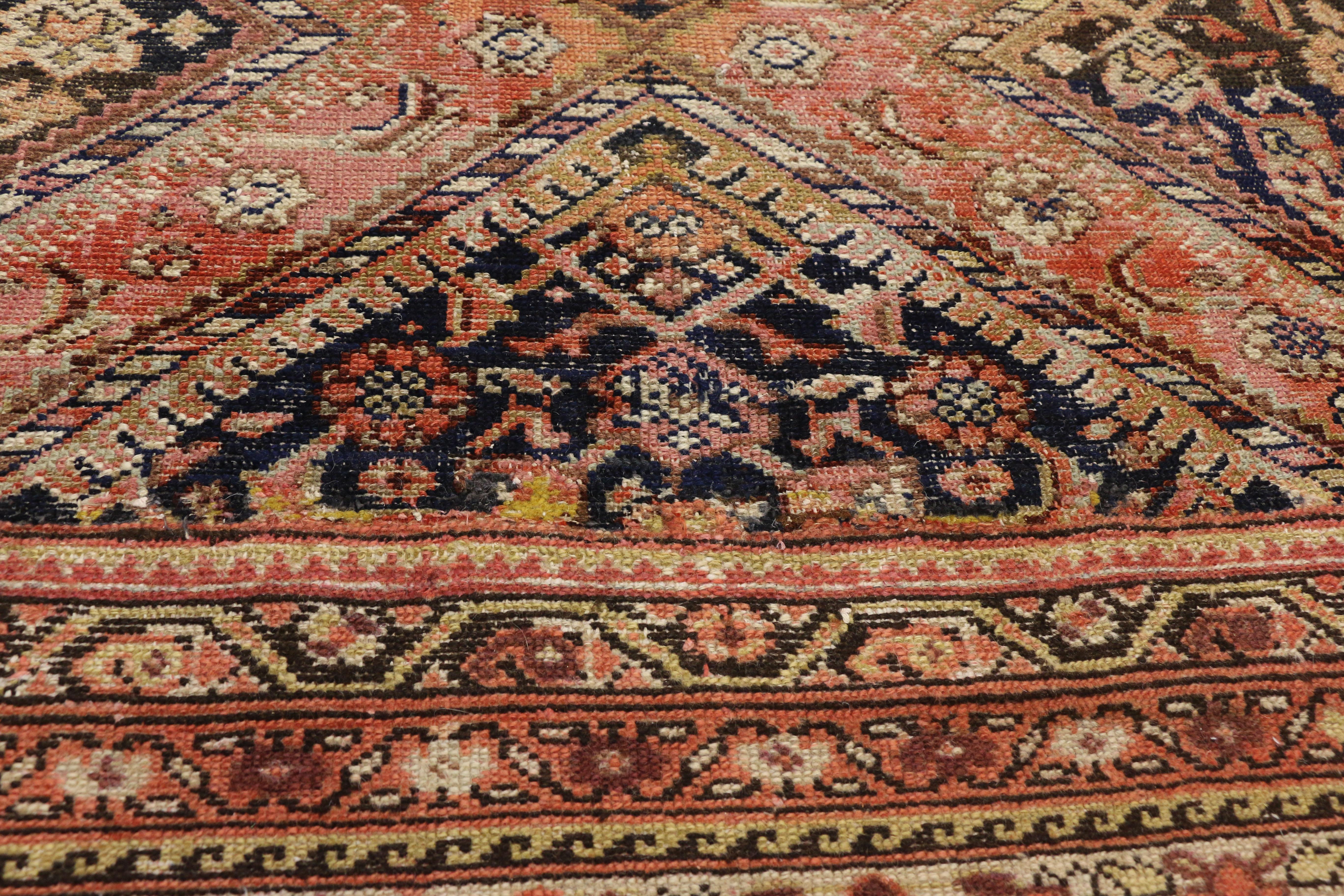 20th Century Rustic Antique Persian Malayer Rug For Sale