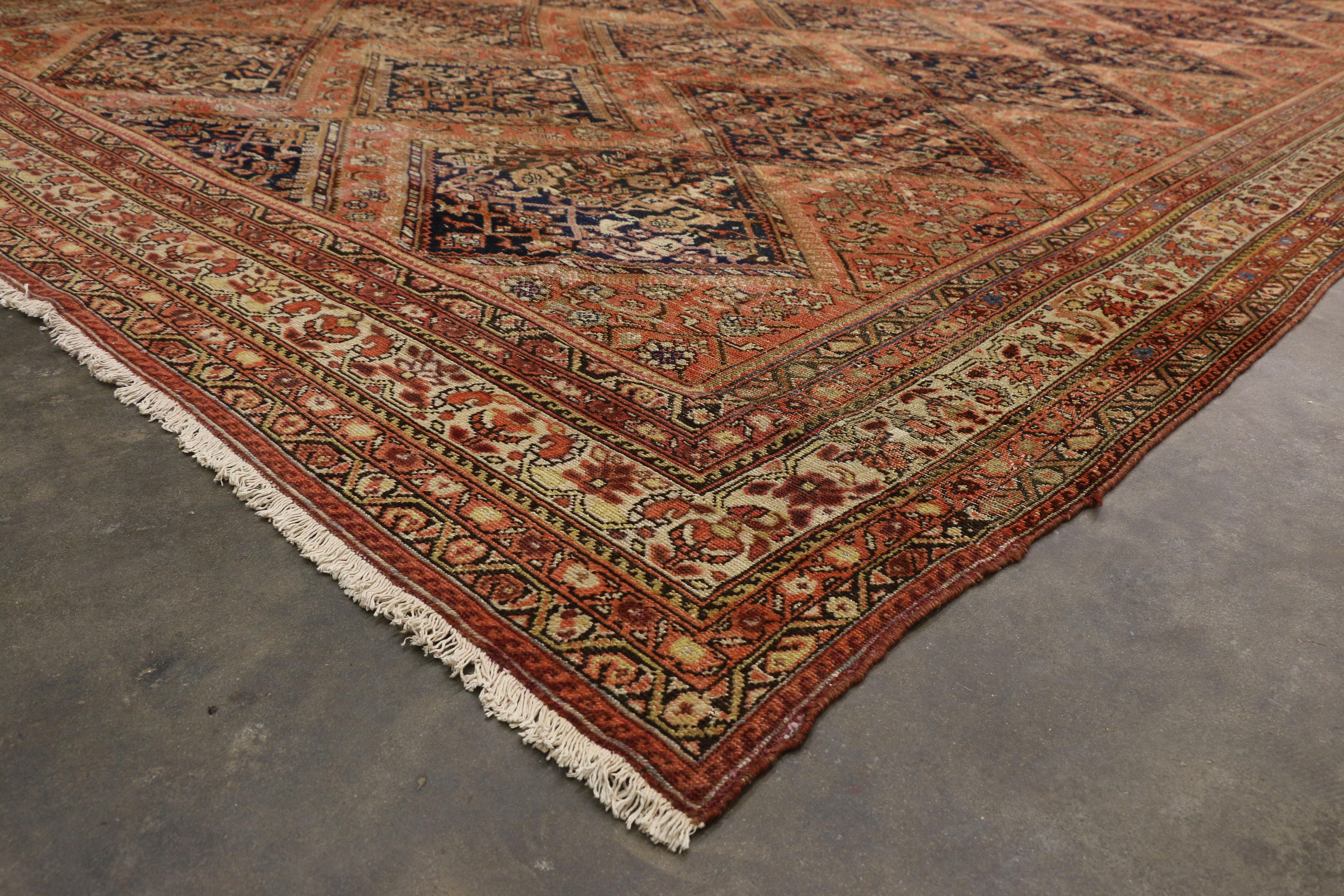 Wool Rustic Antique Persian Malayer Rug For Sale