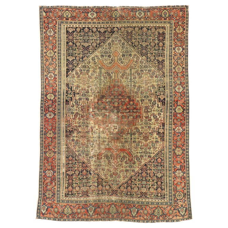 Tapis ancien Persan Malayer fait main, 1C682