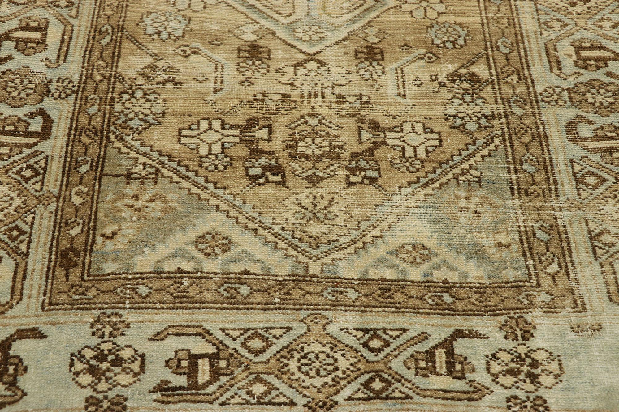 20th Century Distressed Antique Persian Malayer Rug with Modern Rustic Tribal Style For Sale