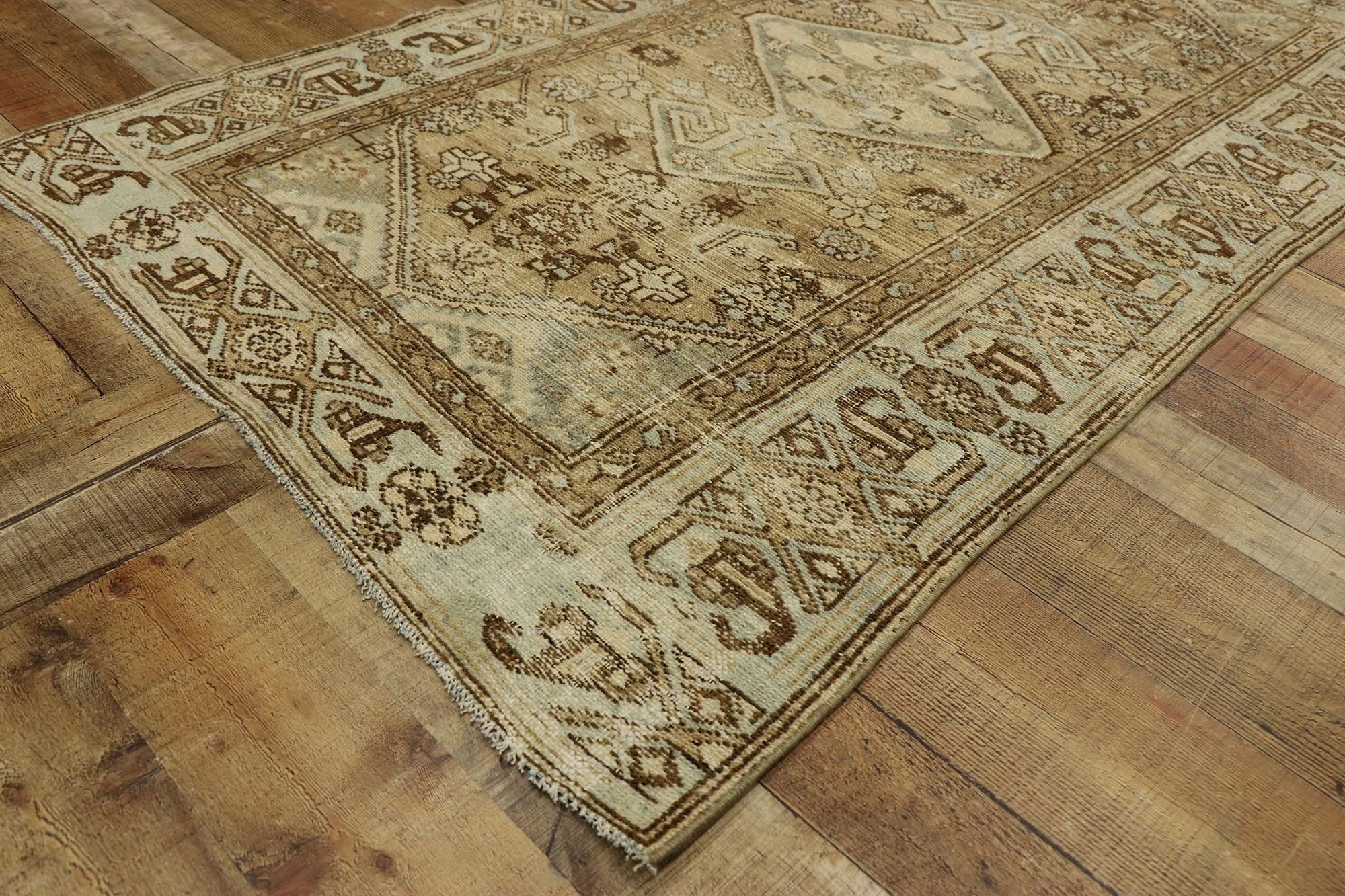 Distressed Antique Persian Malayer Rug with Modern Rustic Tribal Style For Sale 1