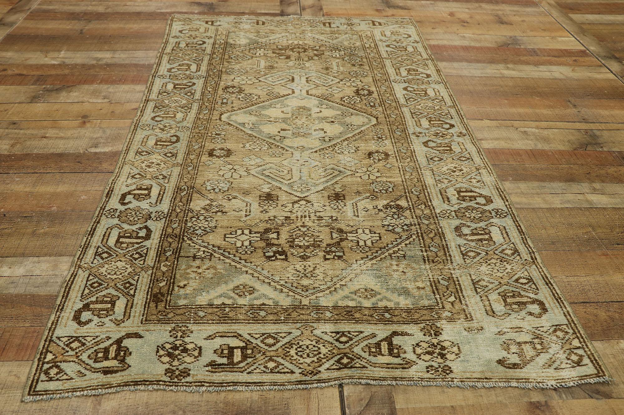 Distressed Antique Persian Malayer Rug with Modern Rustic Tribal Style For Sale 2