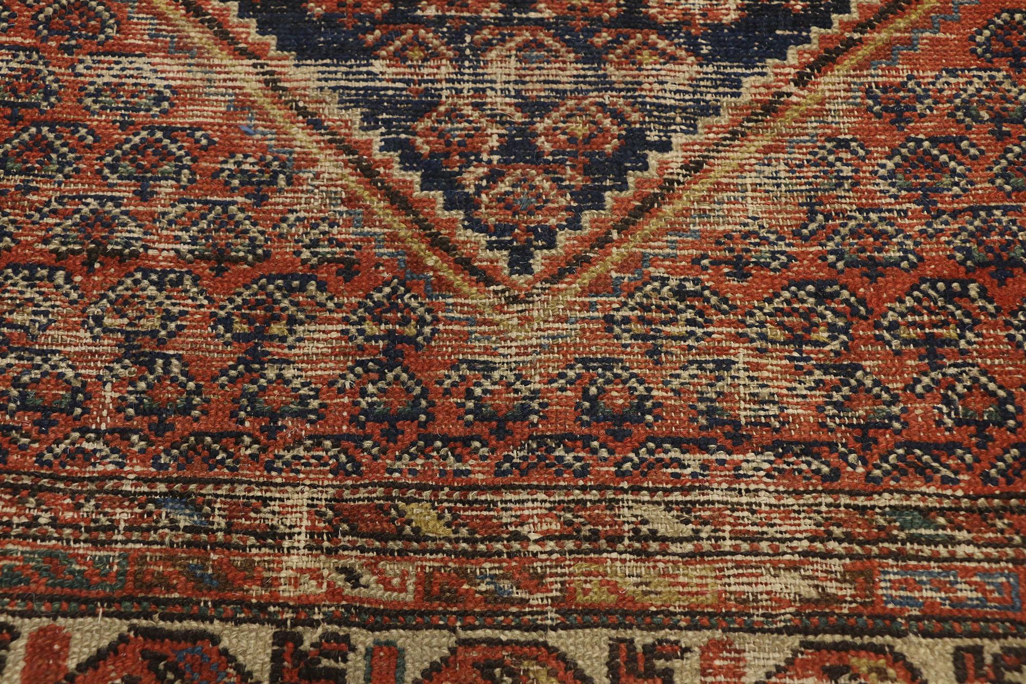 Distressed Antique Persian Malayer Rug with Rustic Artisan and Industrial Style In Distressed Condition In Dallas, TX