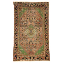 Distressed Antique Persian Malayer Rug with Rustic Arts 
Crafts Style