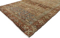 Distressed Antique Persian Malayer Rug with Rustic Belgian Style