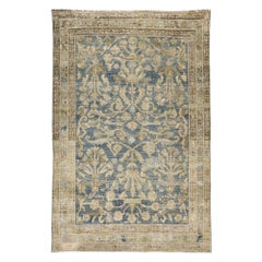 Distressed Antique Persian Malayer Rug with Rustic Coastal Style