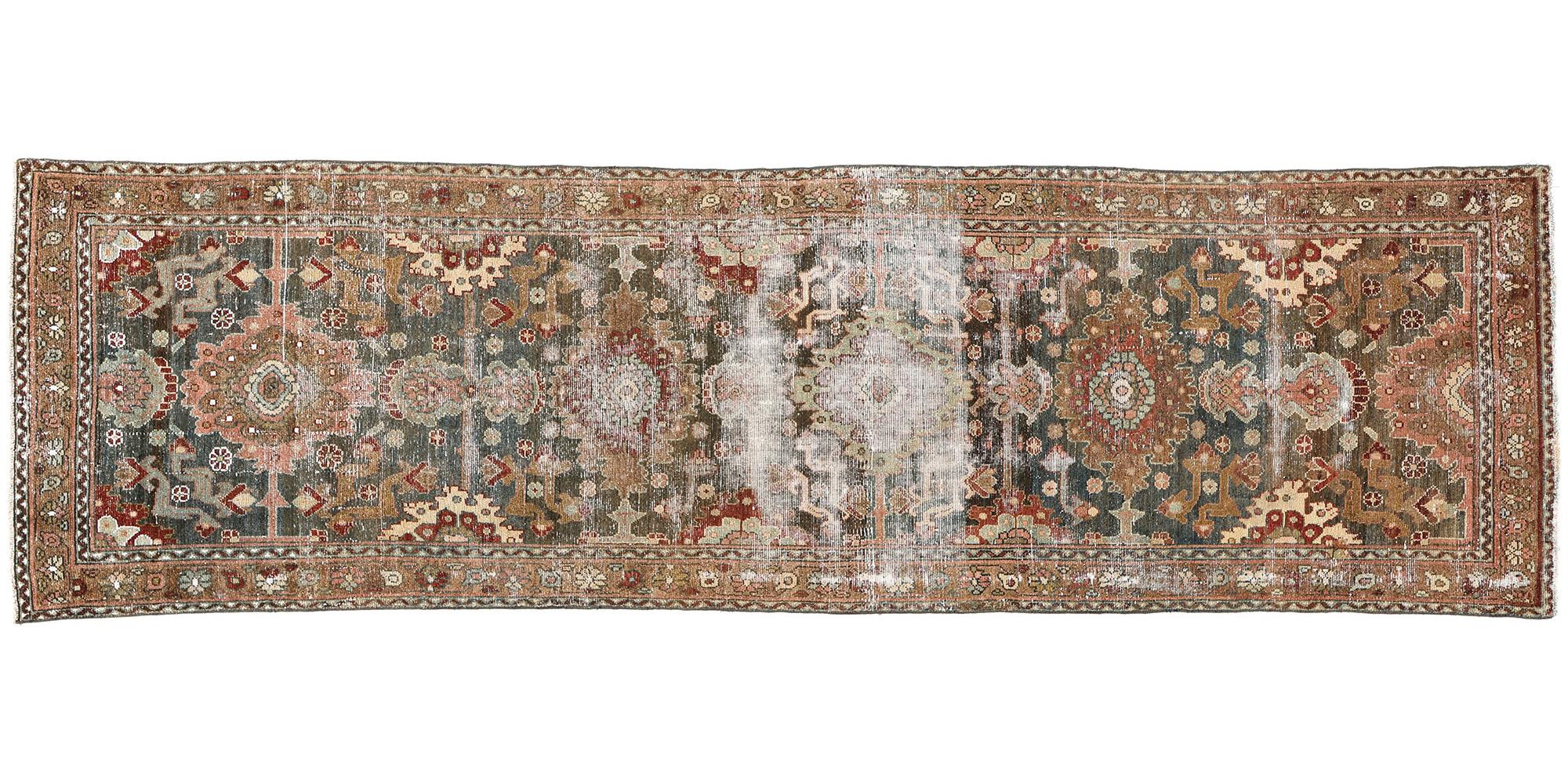 Distressed Antique Persian Malayer Rug Carpet Runner For Sale 4