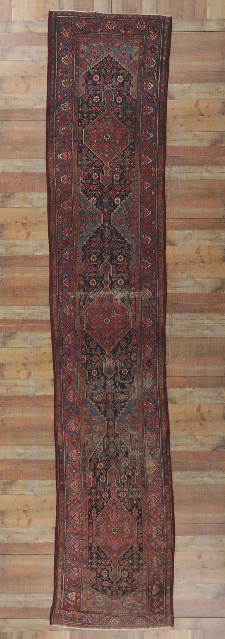 Distressed Antique Persian Malayer Runner For Sale 4