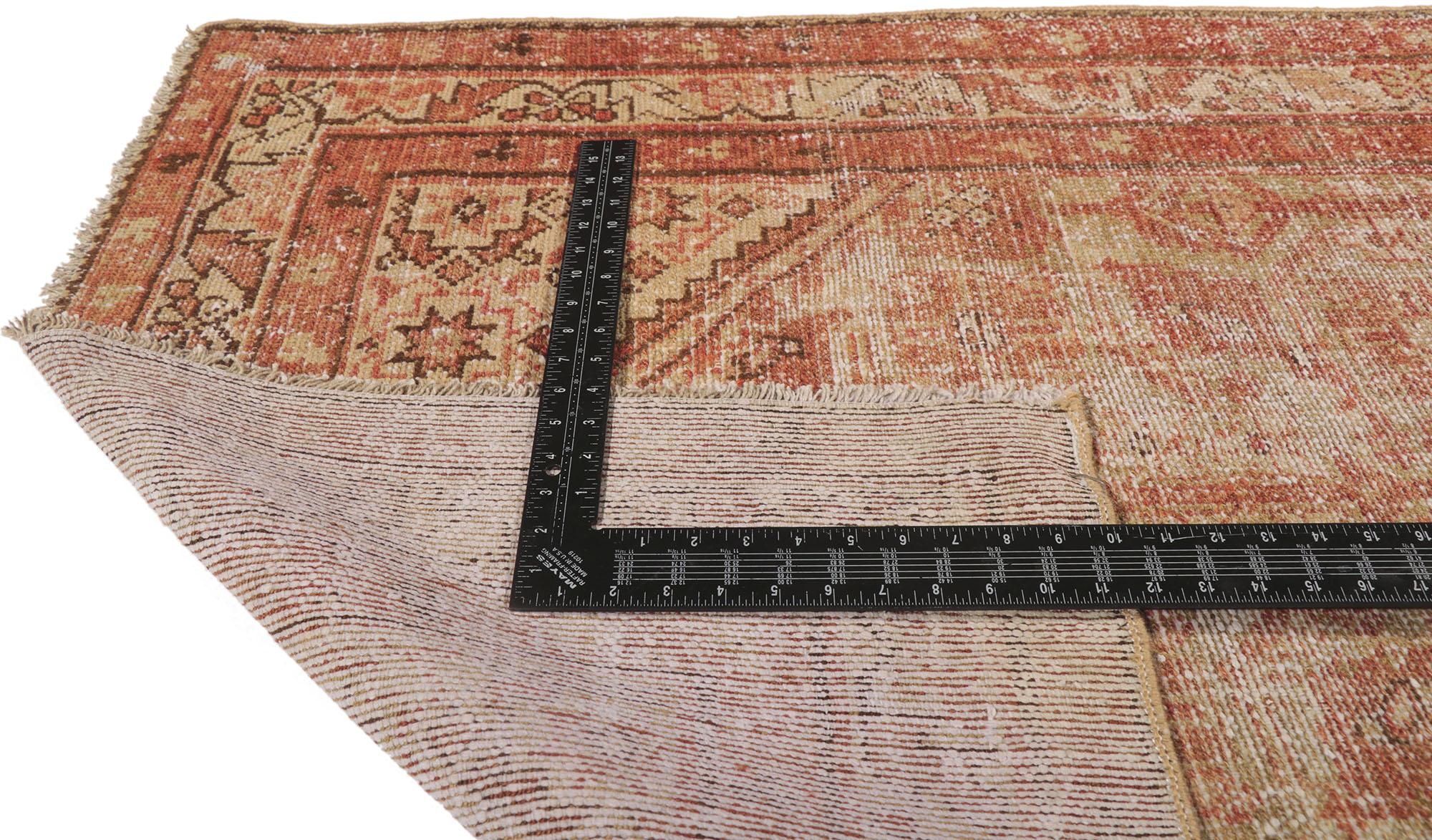 20th Century Antique-Worn Persian Malayer Rug, Weathered Finesse Meets Rustic Sensibility For Sale