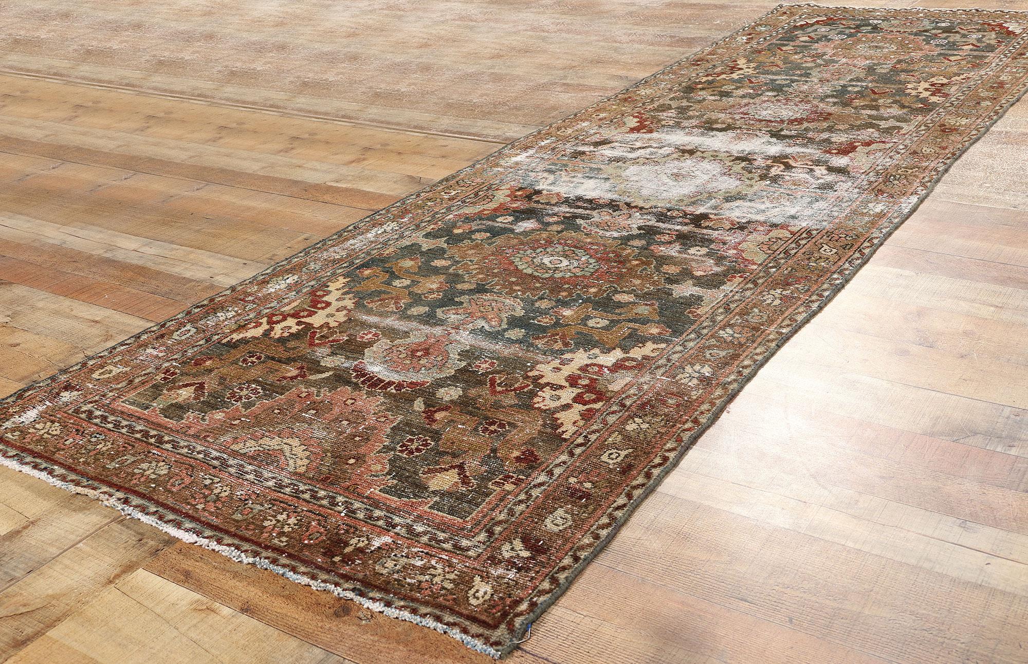 Distressed Antique Persian Malayer Rug Carpet Runner For Sale 1