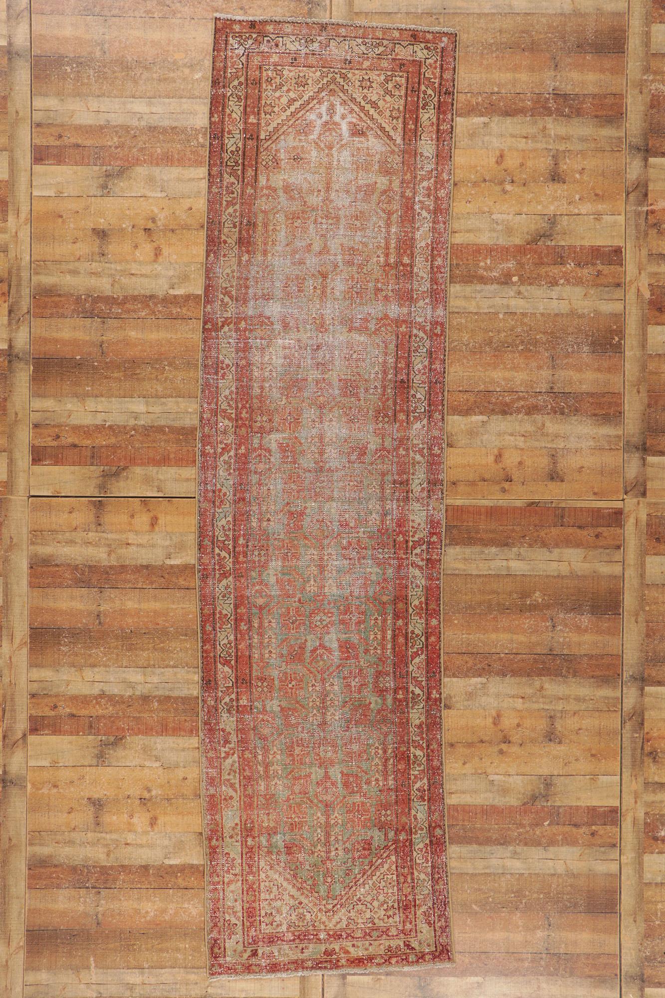 Antique-Worn Persian Malayer Rug, Weathered Finesse Meets Rustic Sensibility For Sale 2