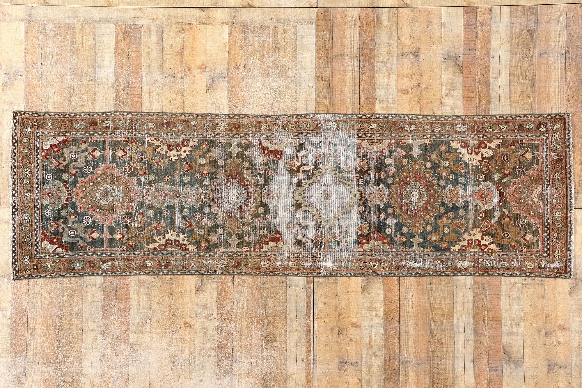 Distressed Antique Persian Malayer Rug Carpet Runner For Sale 3