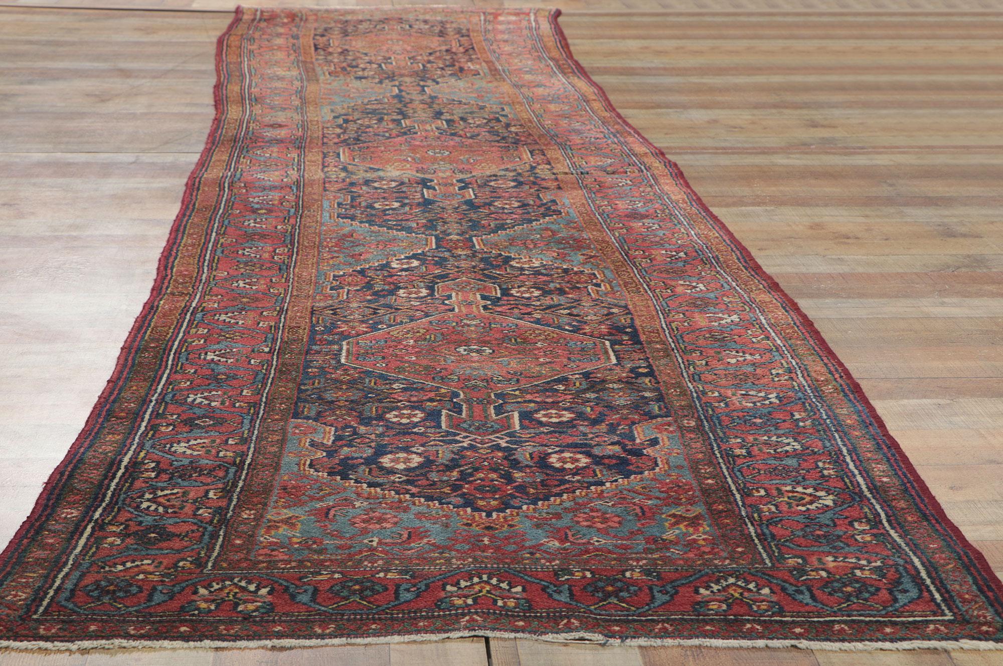 Distressed Antique Persian Malayer Runner For Sale 3