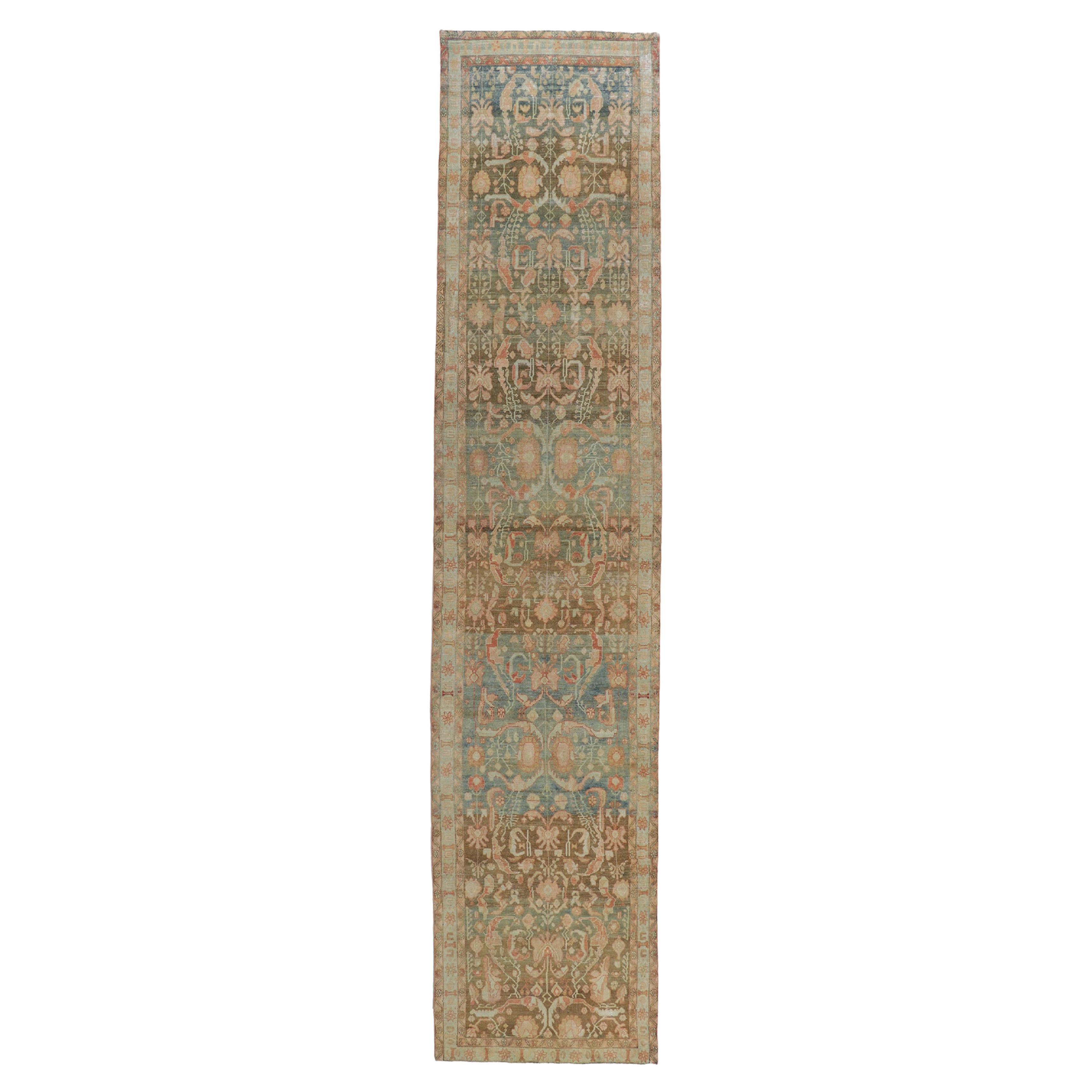 Antique-Worn Persian Malayer Rug, Earth-Tone Elegance Meets Relaxed Refinement For Sale