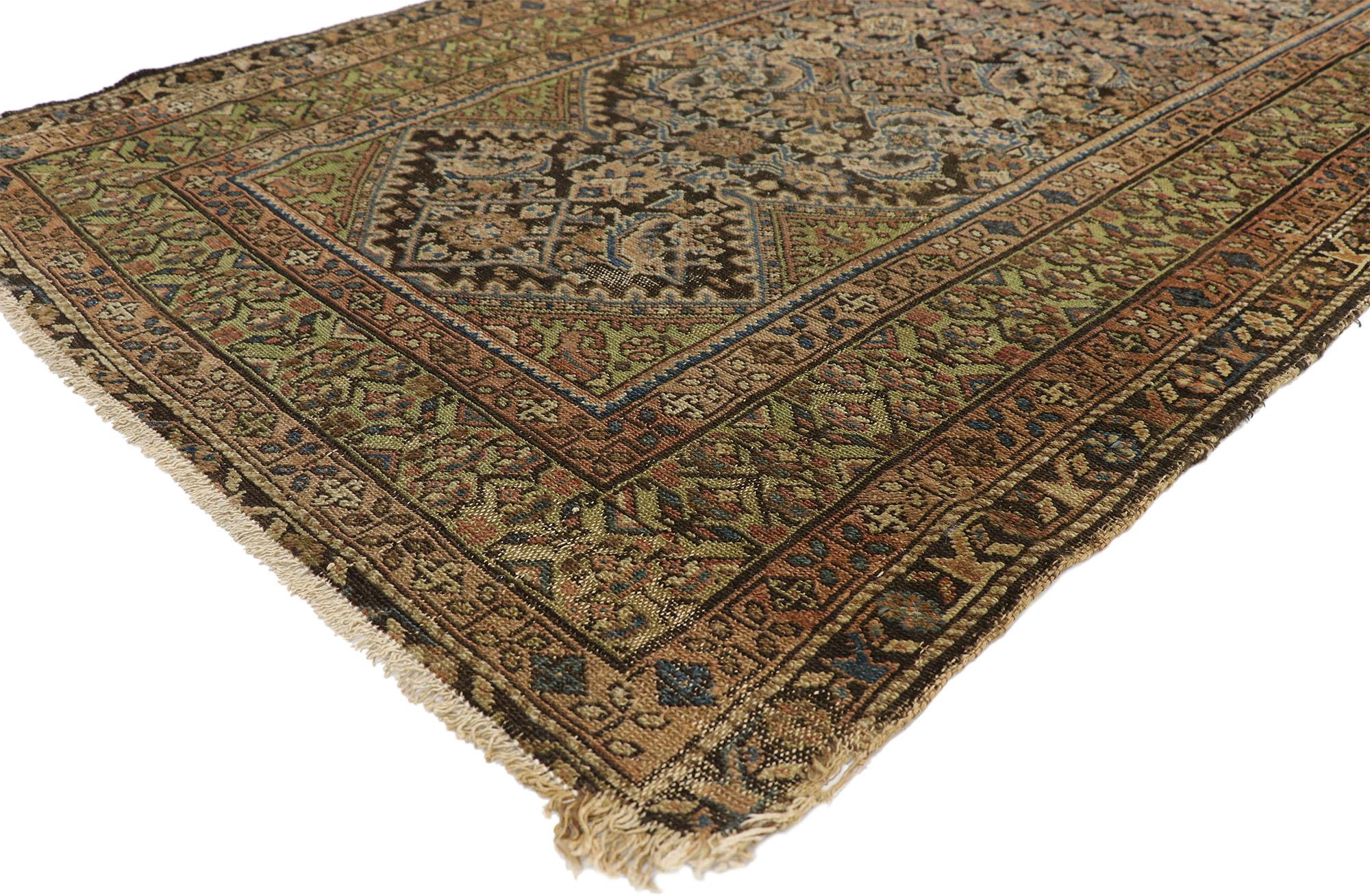 76793 Antiker persischer Malayer-Teppich Läufer, 03'06 x 16'08. Persische Malayer-Teppichläufer, die aus der Region Malayer im westlichen Iran stammen, sind sorgfältig gefertigte Teppiche, die für ihre langen und schmalen Abmessungen bekannt sind,