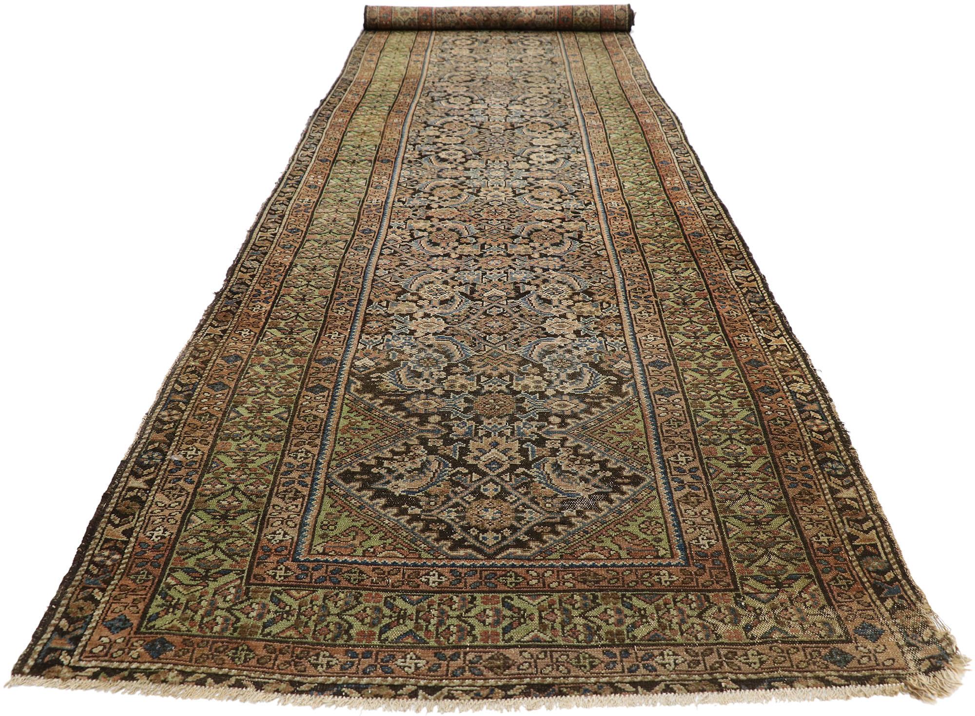 Wool Antique Persian Malayer Rug Carpet Runner For Sale