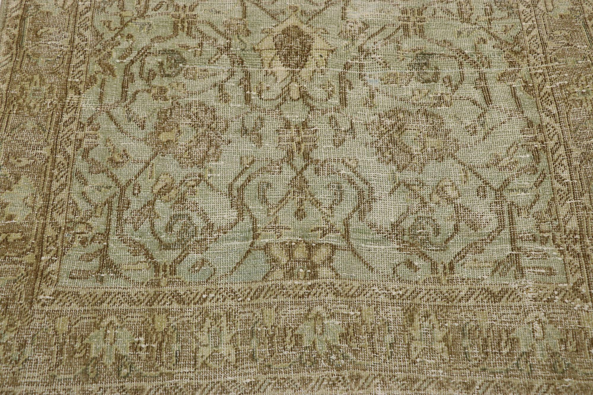 20th Century Distressed Antique Persian Malayer Runner with Cotswold Countryside Style For Sale