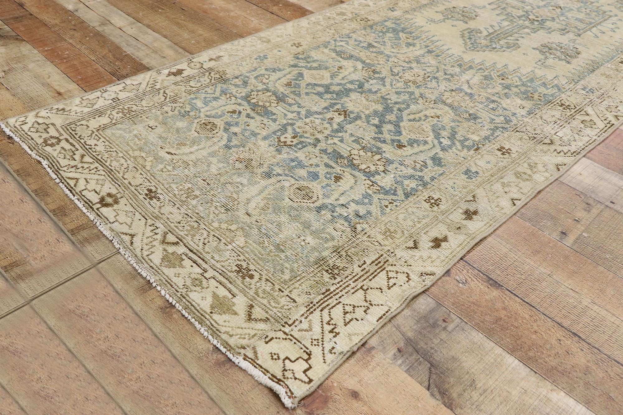 Distressed Antique Persian Malayer Runner with French Provincial Style For Sale 1