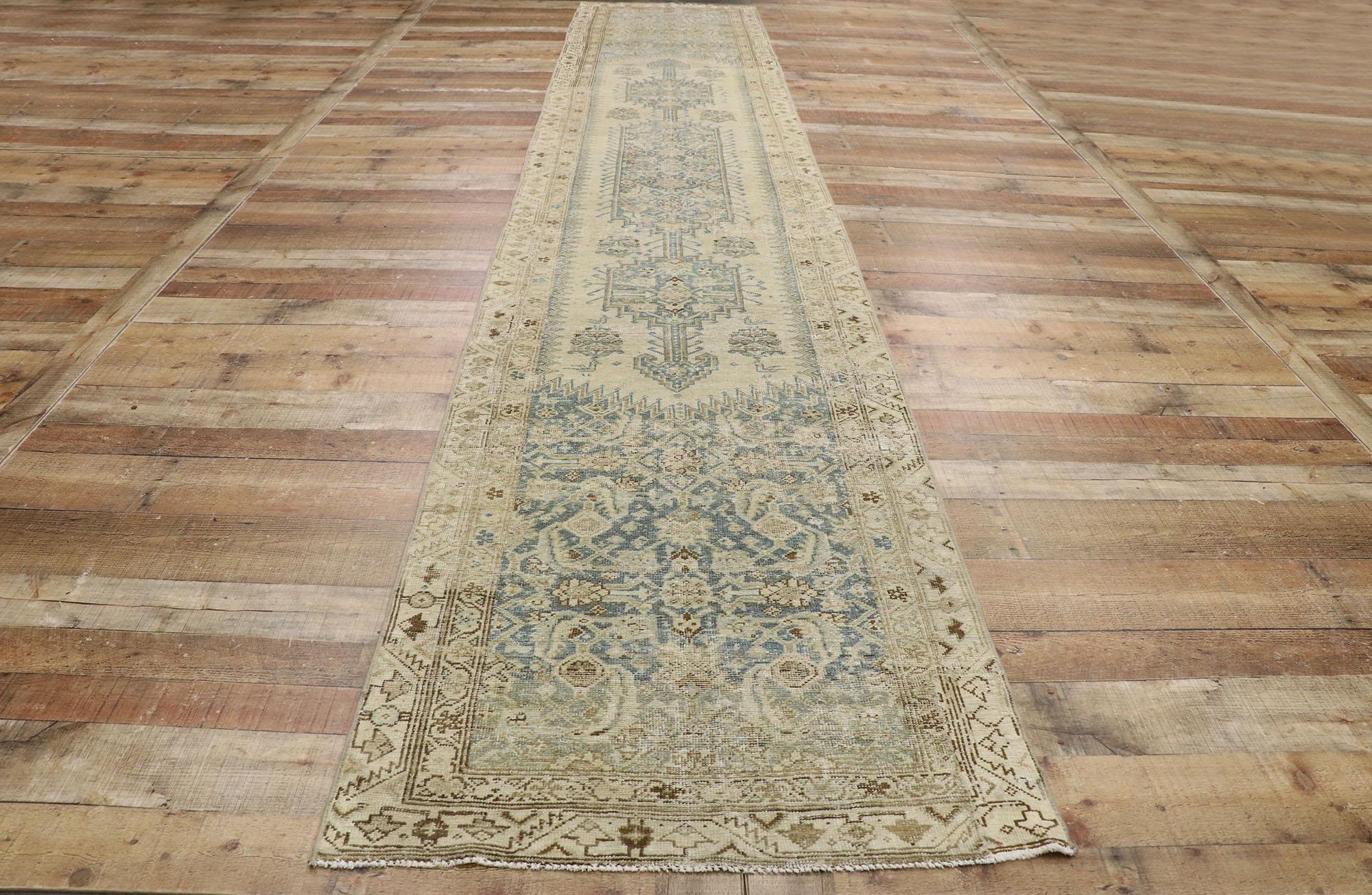Distressed Antique Persian Malayer Runner with French Provincial Style For Sale 2