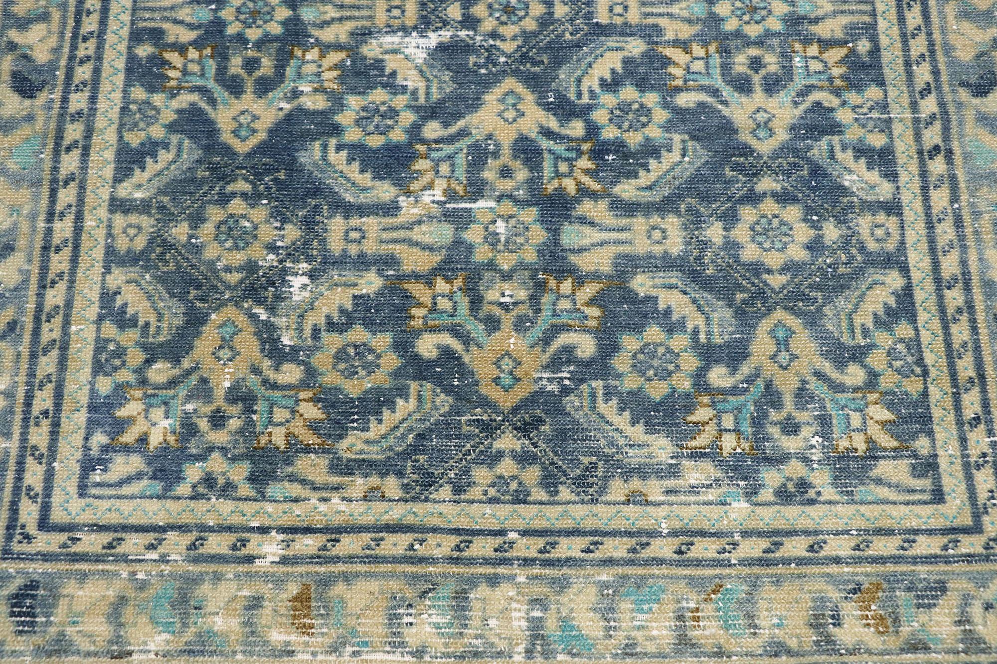 Distressed Antique Persian Malayer Runner with Greek Mediterranean Style In Distressed Condition For Sale In Dallas, TX