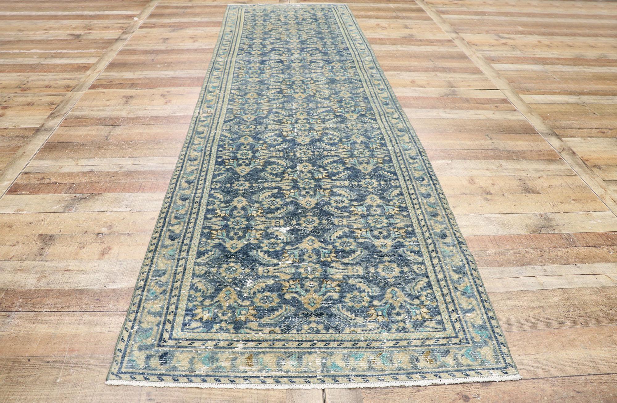 Distressed Antique Persian Malayer Runner with Greek Mediterranean Style For Sale 1