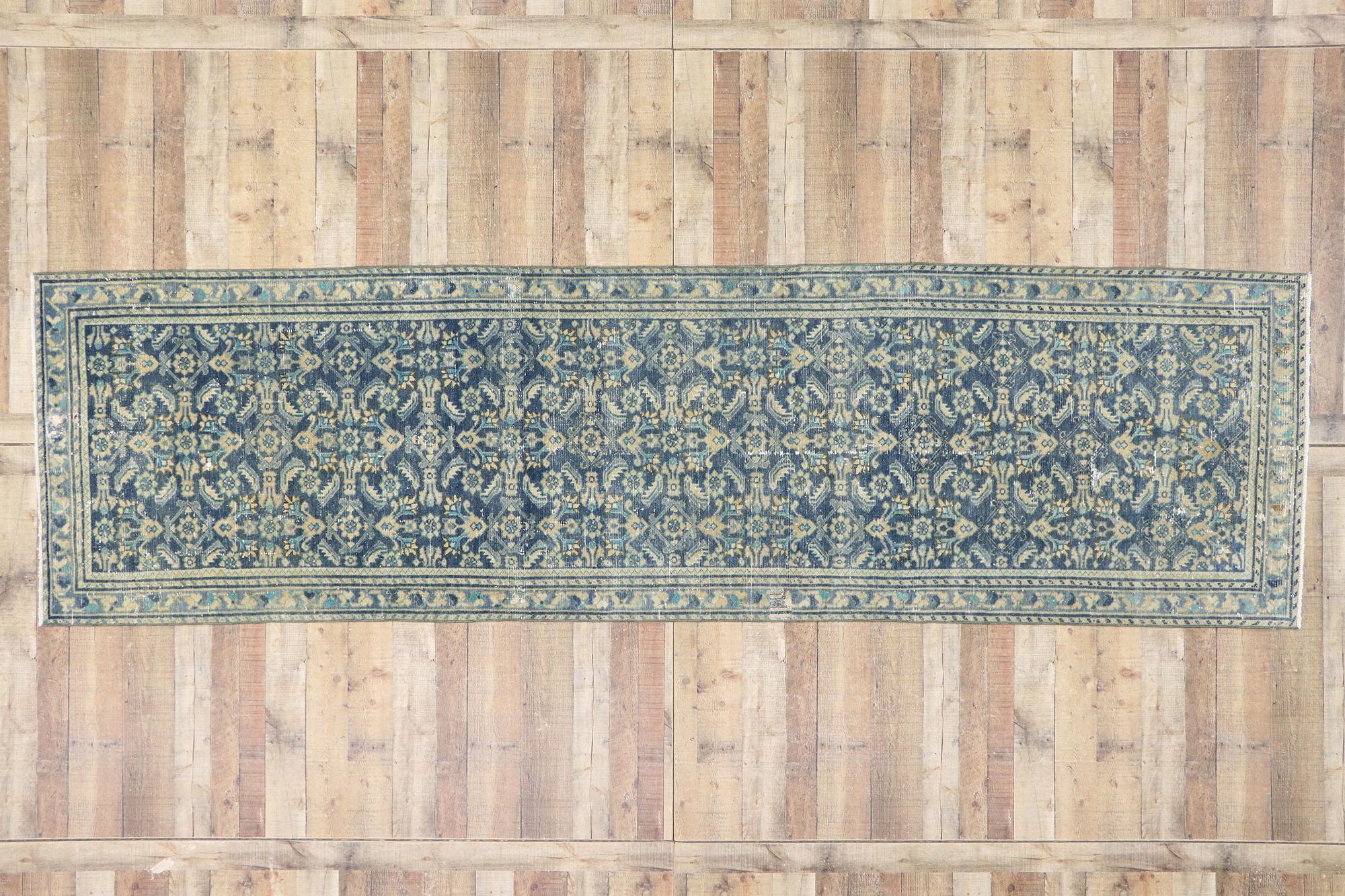 Distressed Antique Persian Malayer Runner with Greek Mediterranean Style For Sale 2