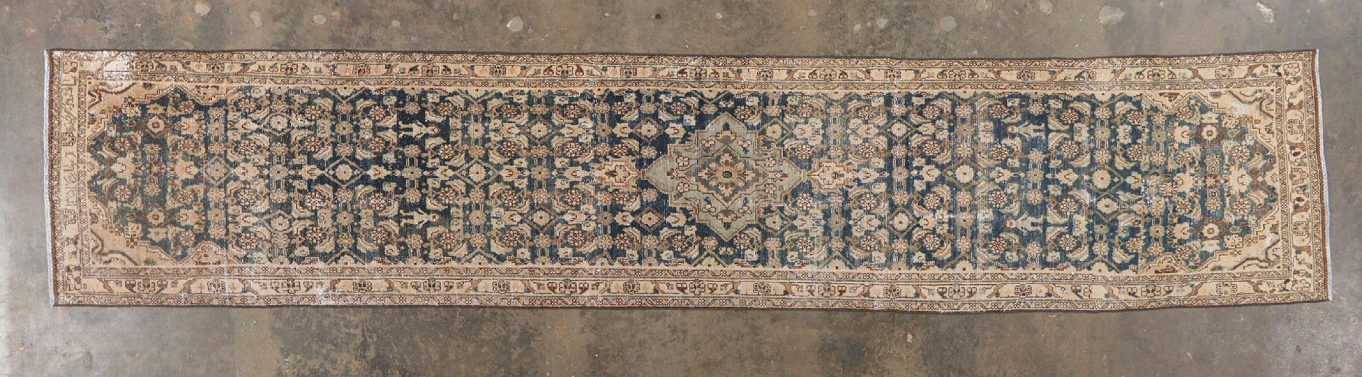 Distressed Antique Persian Malayer Runner with Herati Design & Human Figures For Sale 2