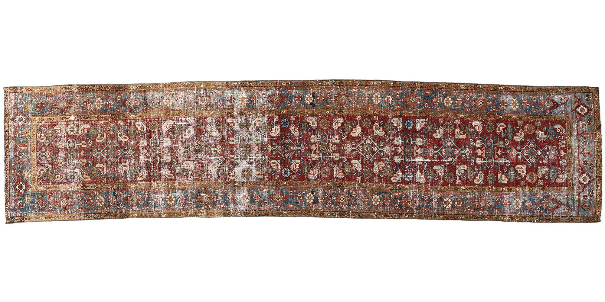 Distressed Antike Persische Malayer Teppich Teppich Läufer im Angebot 4