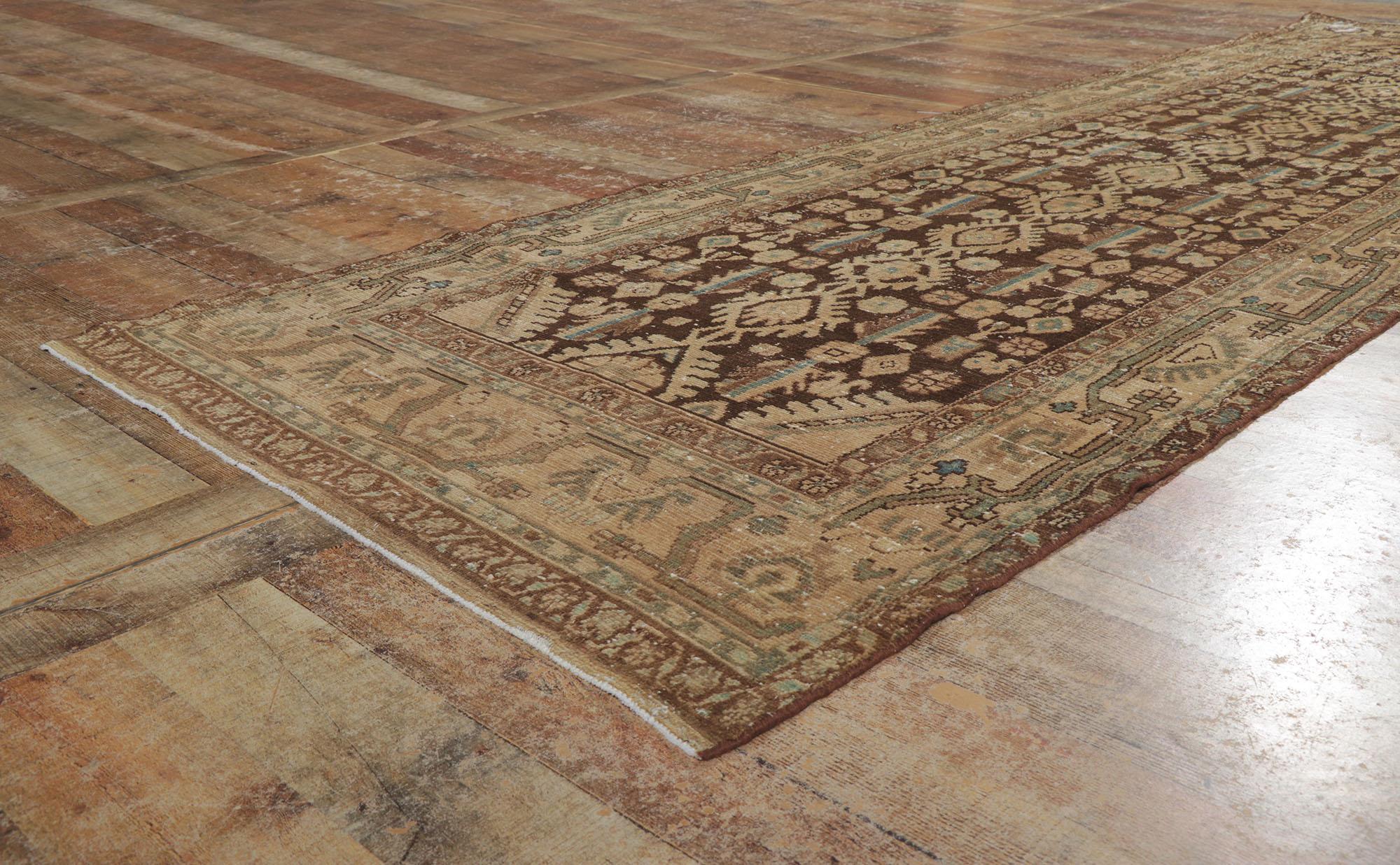 20ième siècle Tapis de course antique persan Malayer avec motif Herati en vente
