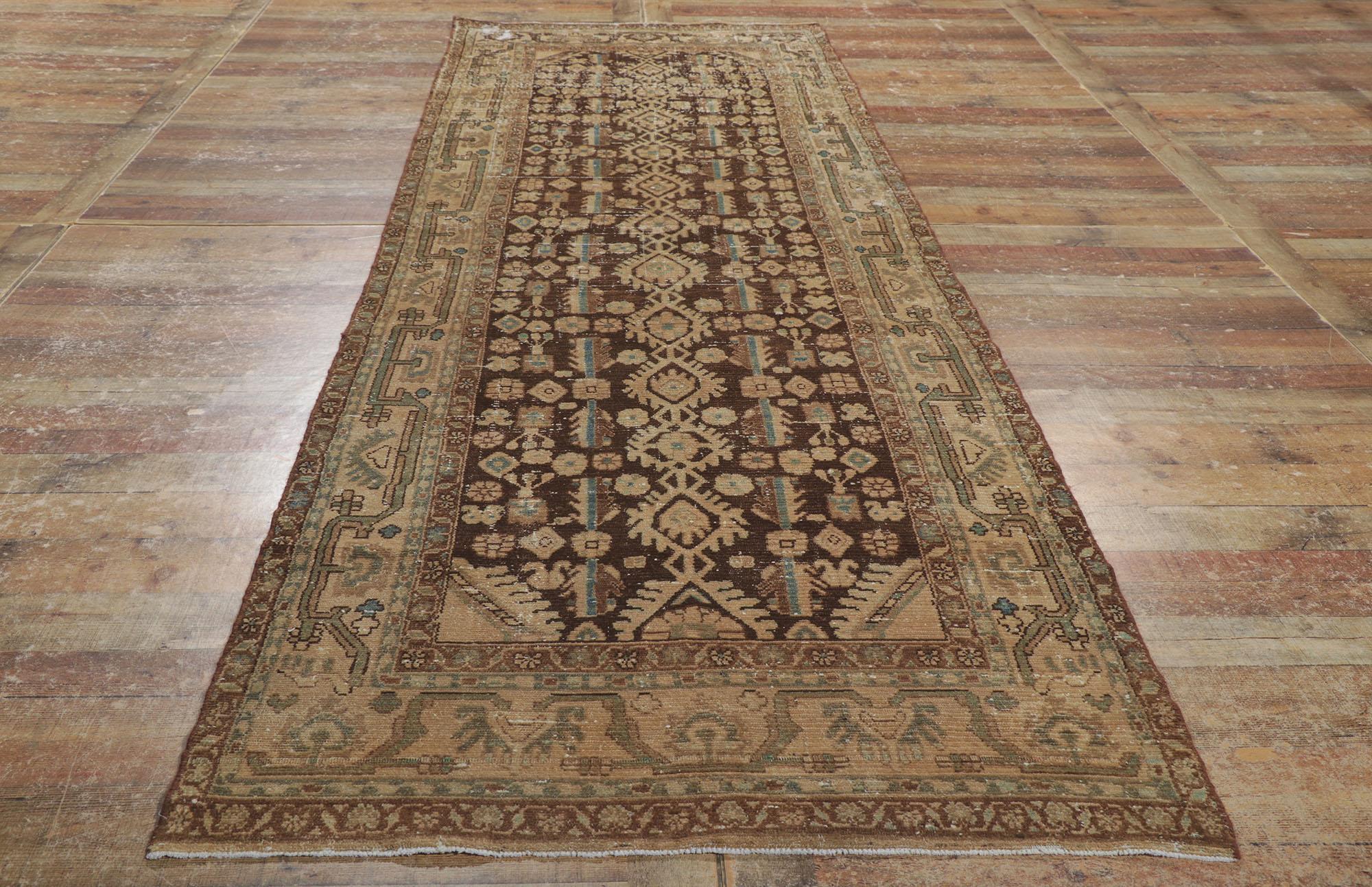 Laine Tapis de course antique persan Malayer avec motif Herati en vente