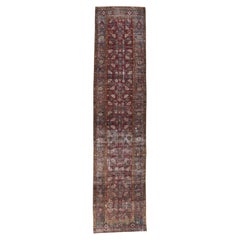 Distressed Antique Persian Malayer Runner with Herati Pattern