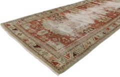 Distressed Antique Persian Malayer Runner with Modern Rustic Style