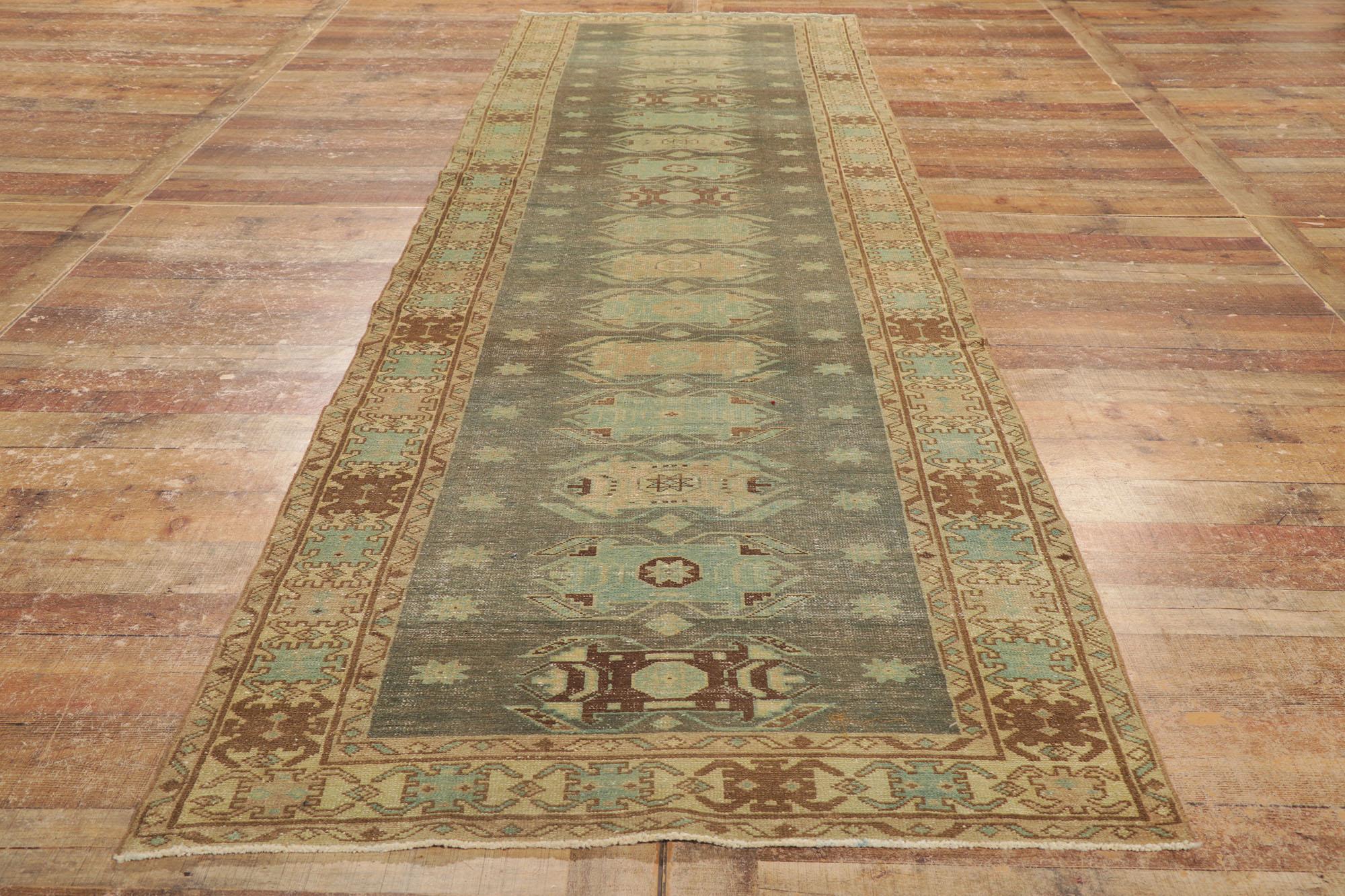 Distressed Antique Persian Malayer Runner with Scarab Design For Sale 1