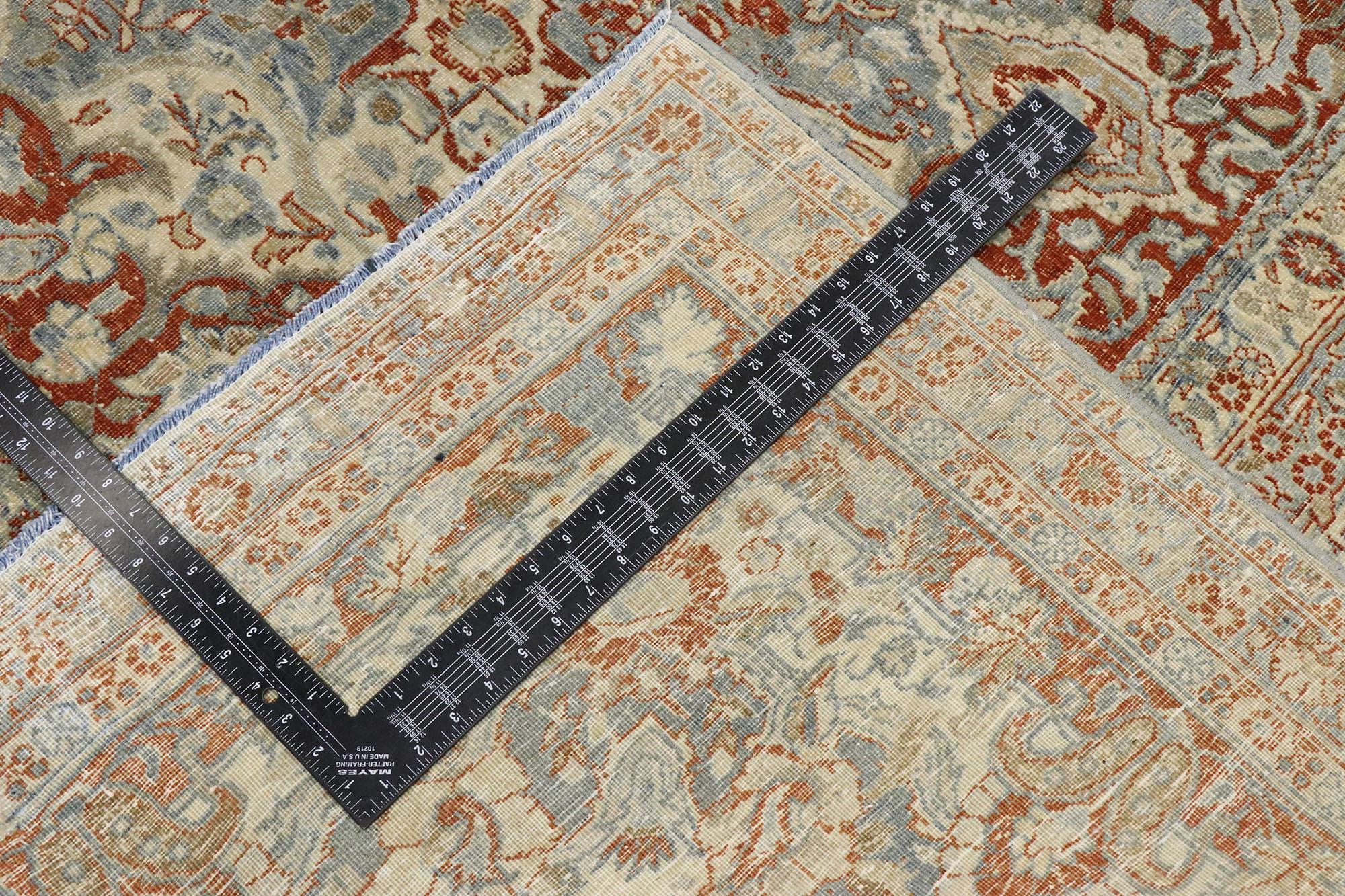 Late 19th Century Antique Persian Mashhad Rug In Distressed Condition For Sale In Dallas, TX