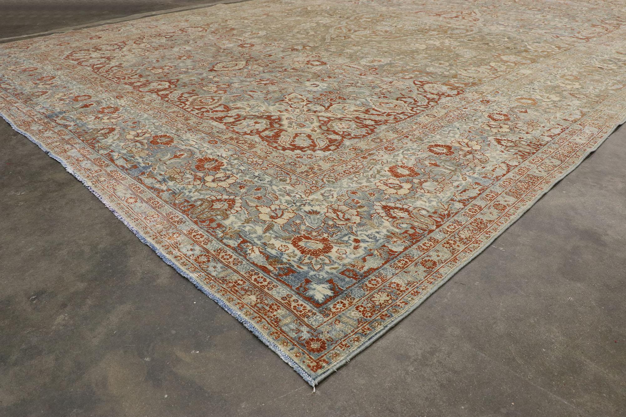 Wool Late 19th Century Antique Persian Mashhad Rug For Sale