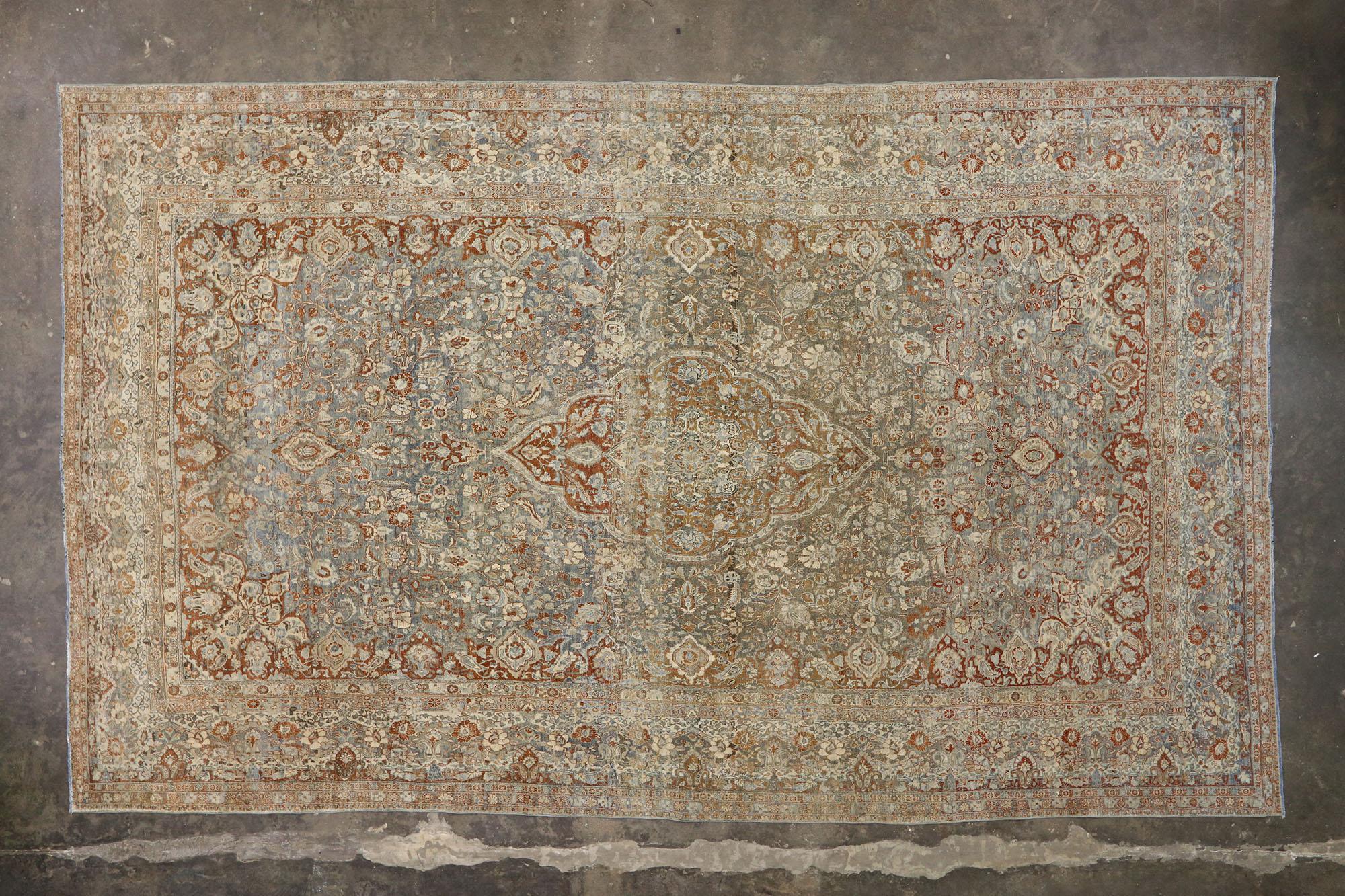 Late 19th Century Antique Persian Mashhad Rug For Sale 2