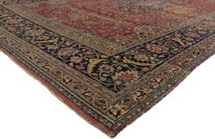 Distressed Antique Persian Mashhad Gallery Rug with Rustic Artisan Style