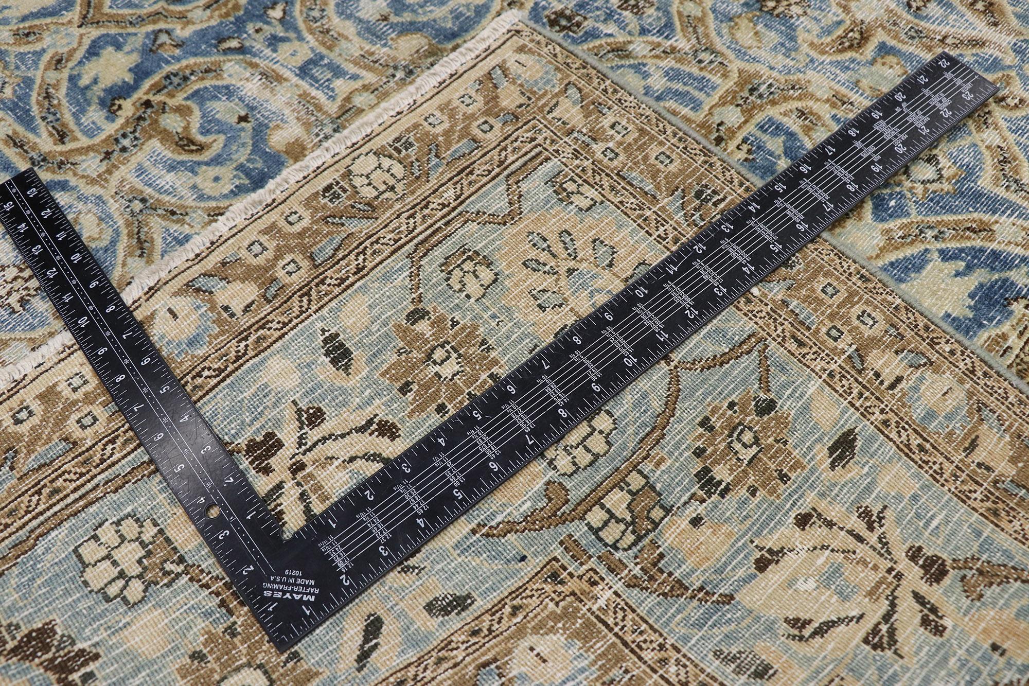 20th Century Distressed Antique Persian Mashhad Rug  For Sale