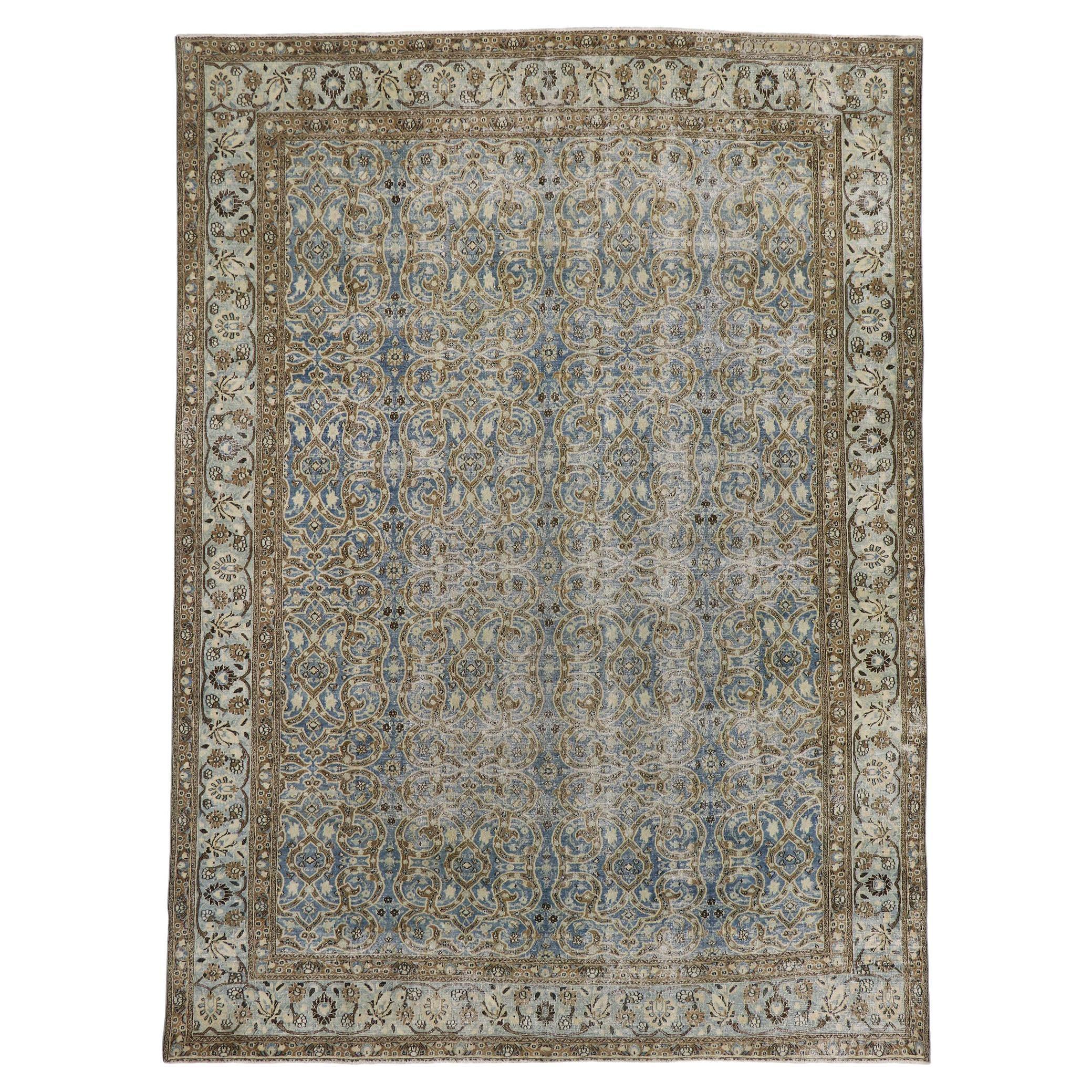 Antiker persischer Mashhad-Teppich im Used-Stil 